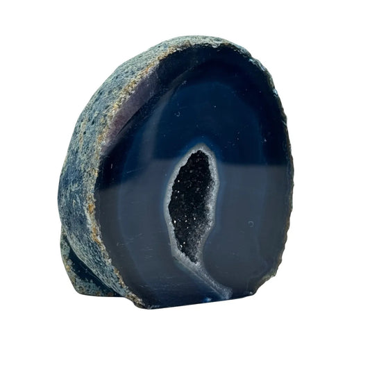 Agaat geode druzy cut base #3 - blauw