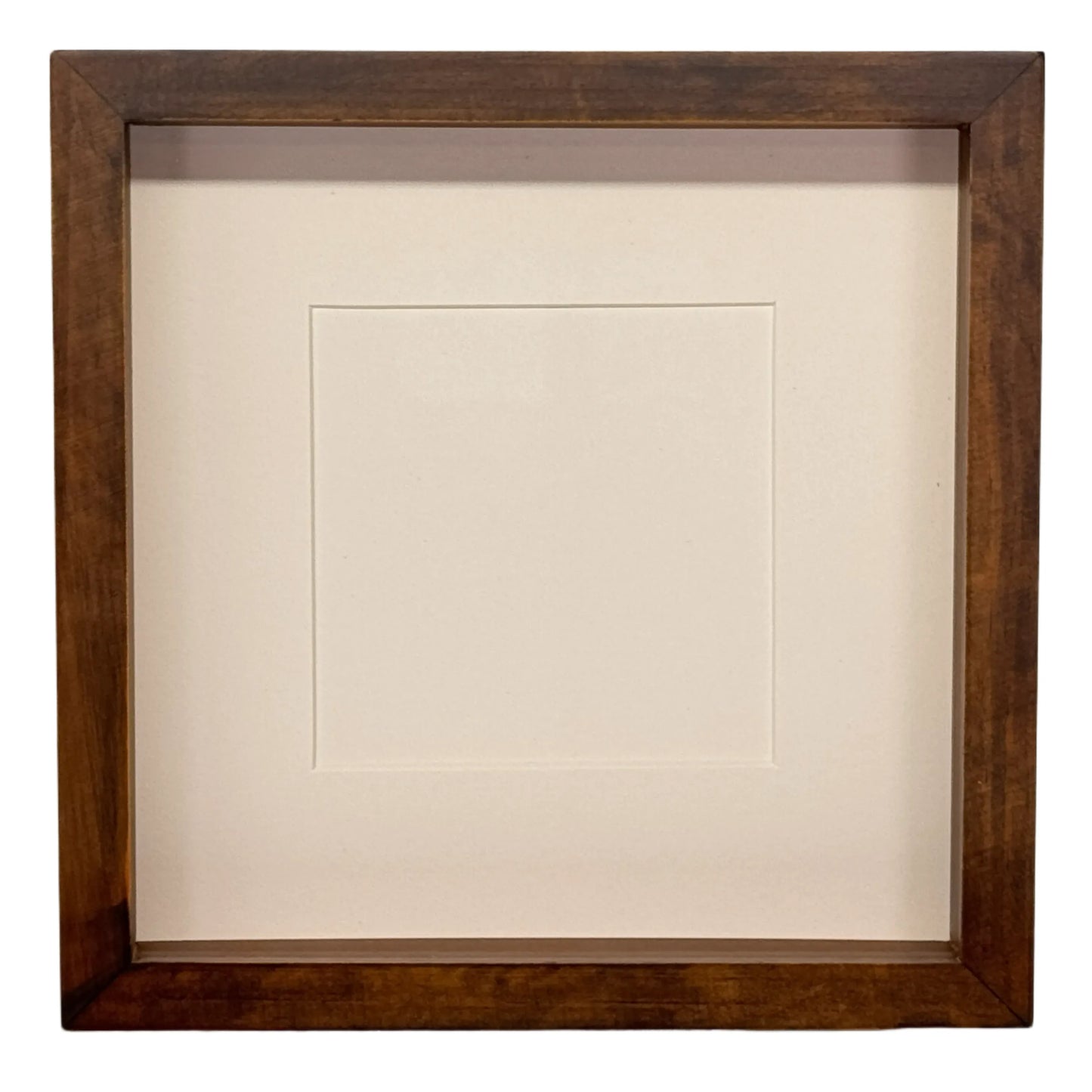 Diepe Lijst - Walnoot Frame - Witte Passe Partout - 25x25 cm