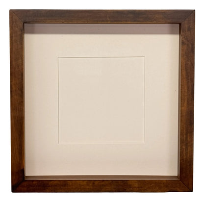 Diepe Lijst - Walnoot Frame - Witte Passe Partout - 25x25 cm