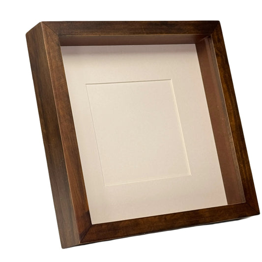 Diepe Lijst - Walnoot Frame - Witte Passe Partout - 25x25 cm