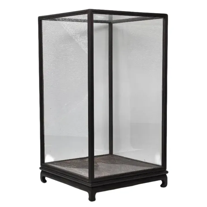 Vierkant Stolp - Glazen Vitrine -24x24x44 cm