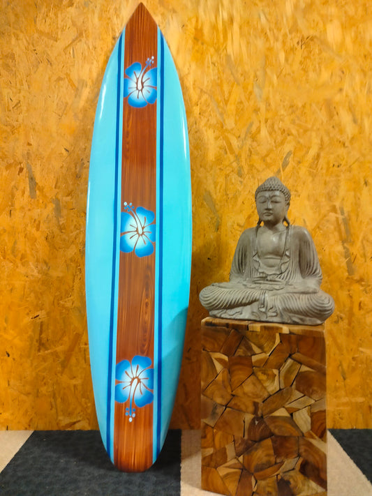 Surfplank Flowers Blue - Surfboard - Decoratie - 150 cm