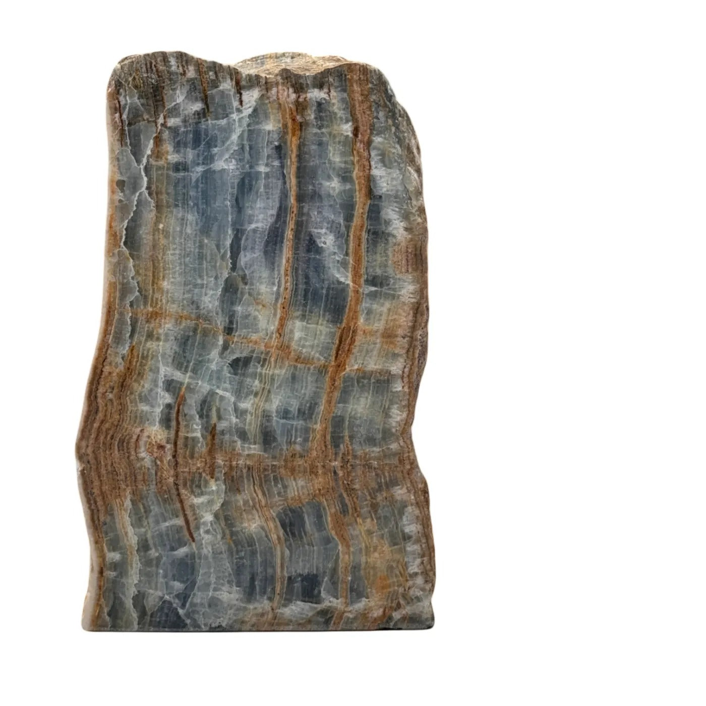 Blauwe onyx - ruw - half gepolijst - cut base - #1