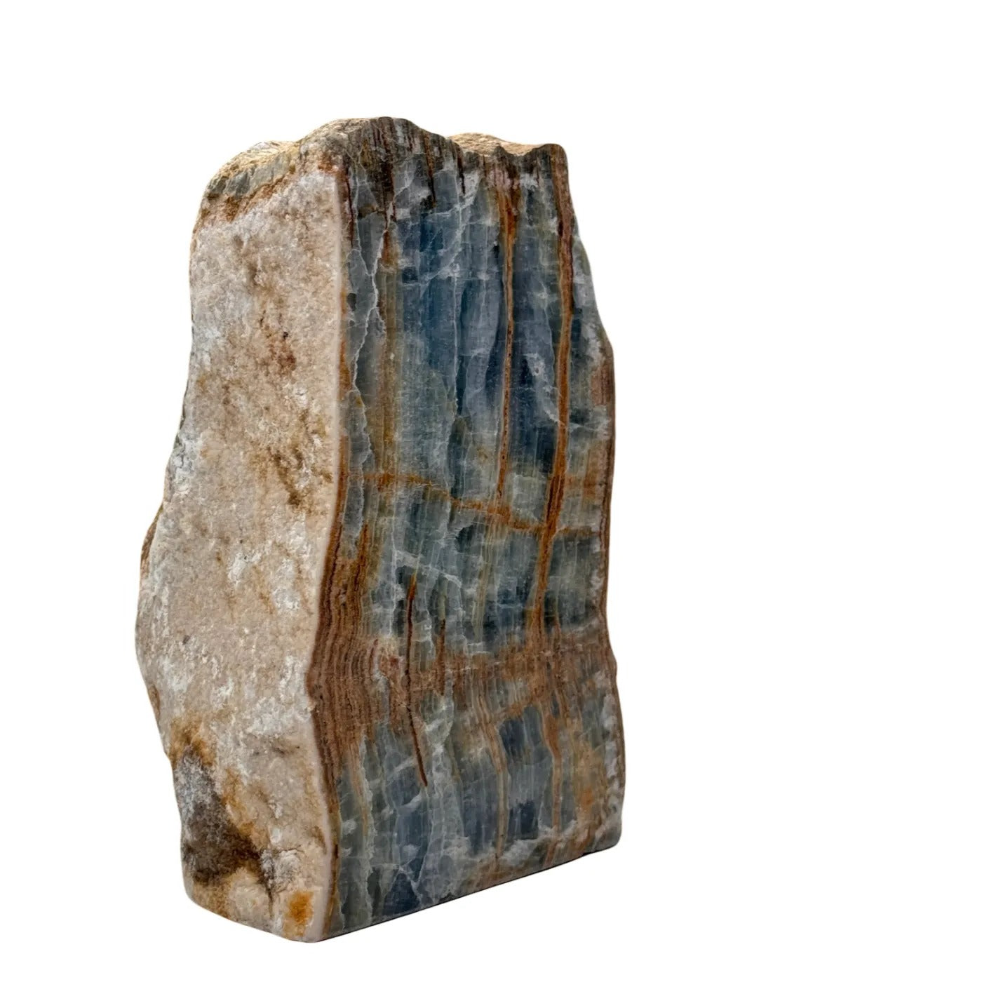 Blauwe onyx - ruw - half gepolijst - cut base - #1