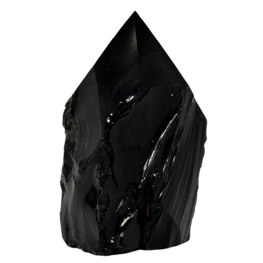 Zwarte obsidiaan top gepolijste punt #2