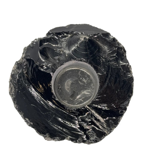 Bougie chauffe-plat en obsidienne noire brute #1