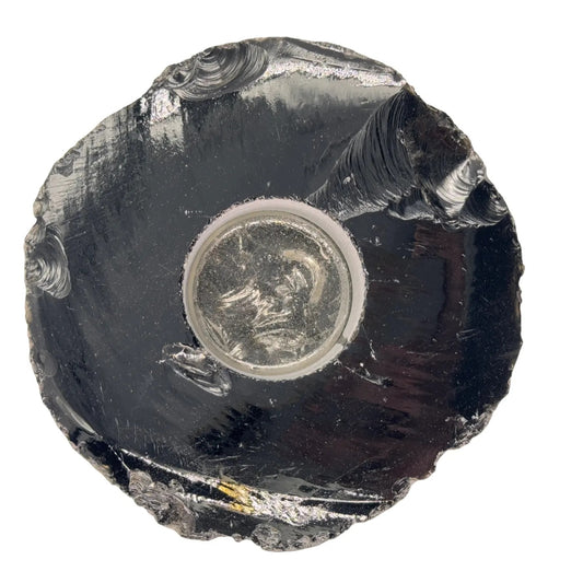 Bougie chauffe-plat en obsidienne noire brute #2