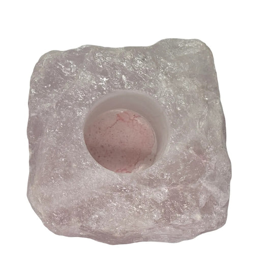 Bougie chauffe-plat en quartz rose brut #1