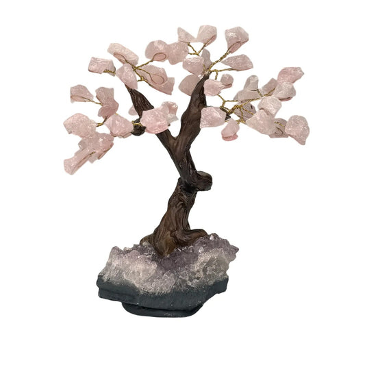 Arbre à pierres précieuses en quartz rose #1