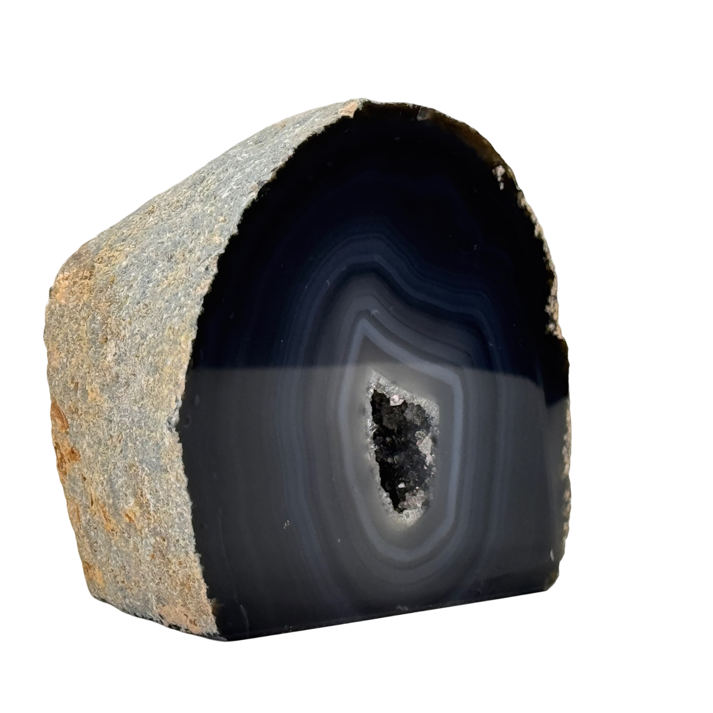 Géode d'agate druzy taillée base #1