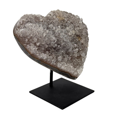 Agate en forme de coeur polie sur support #6 - 10 cm