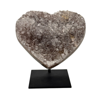 Agate en forme de coeur polie sur support #6 - 10 cm