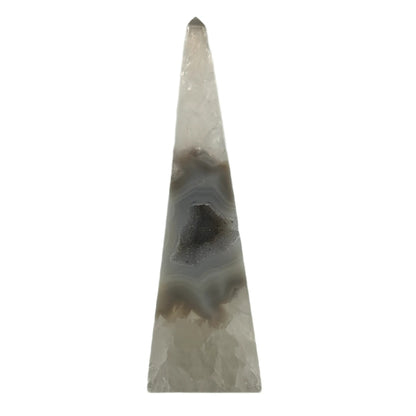 Obélisque d'agate avec druzy #1