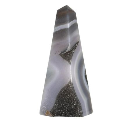 Agaat obelisk met druzy #3