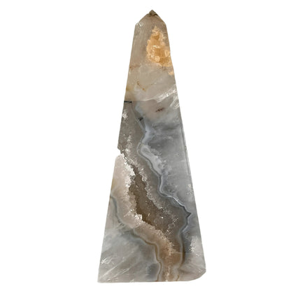Obélisque d'agate avec druzy #8