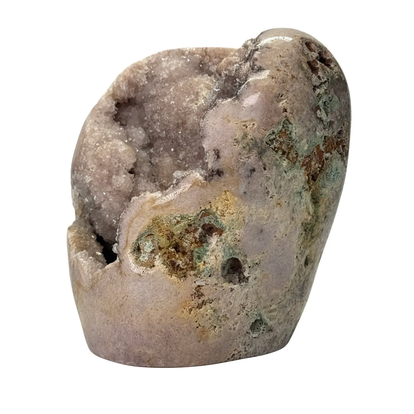 Améthyste rose avec druzy - base taillée polie - #2