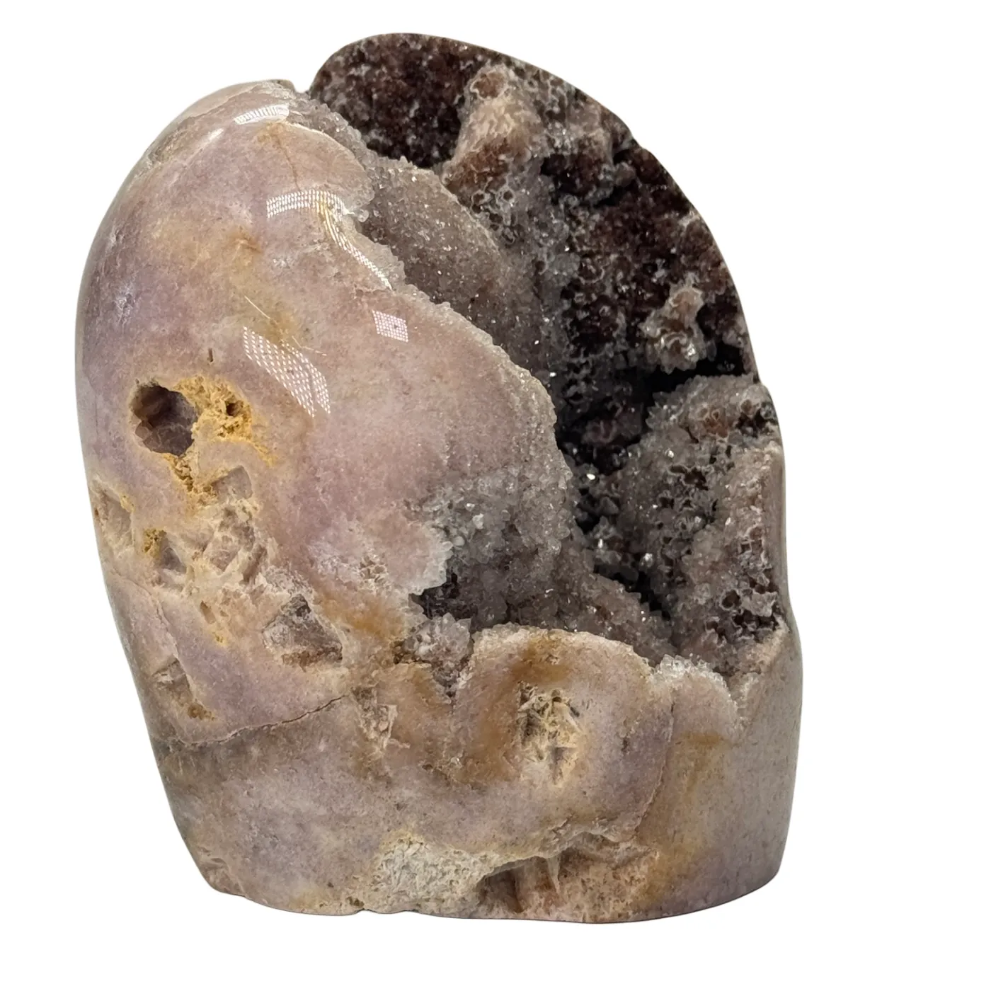 Améthyste rose avec druzy - base taillée polie - #2