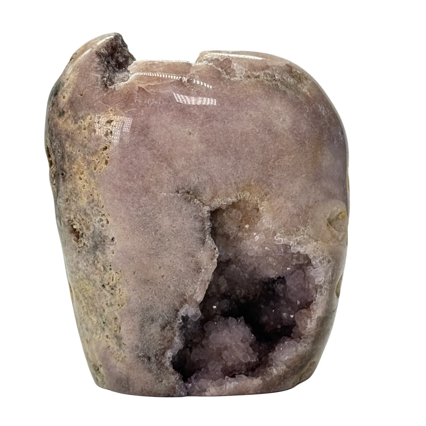 Améthyste rose avec druzy - base taillée polie - #2
