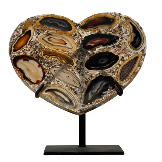 Agaat Hartsculptuur op Standaard