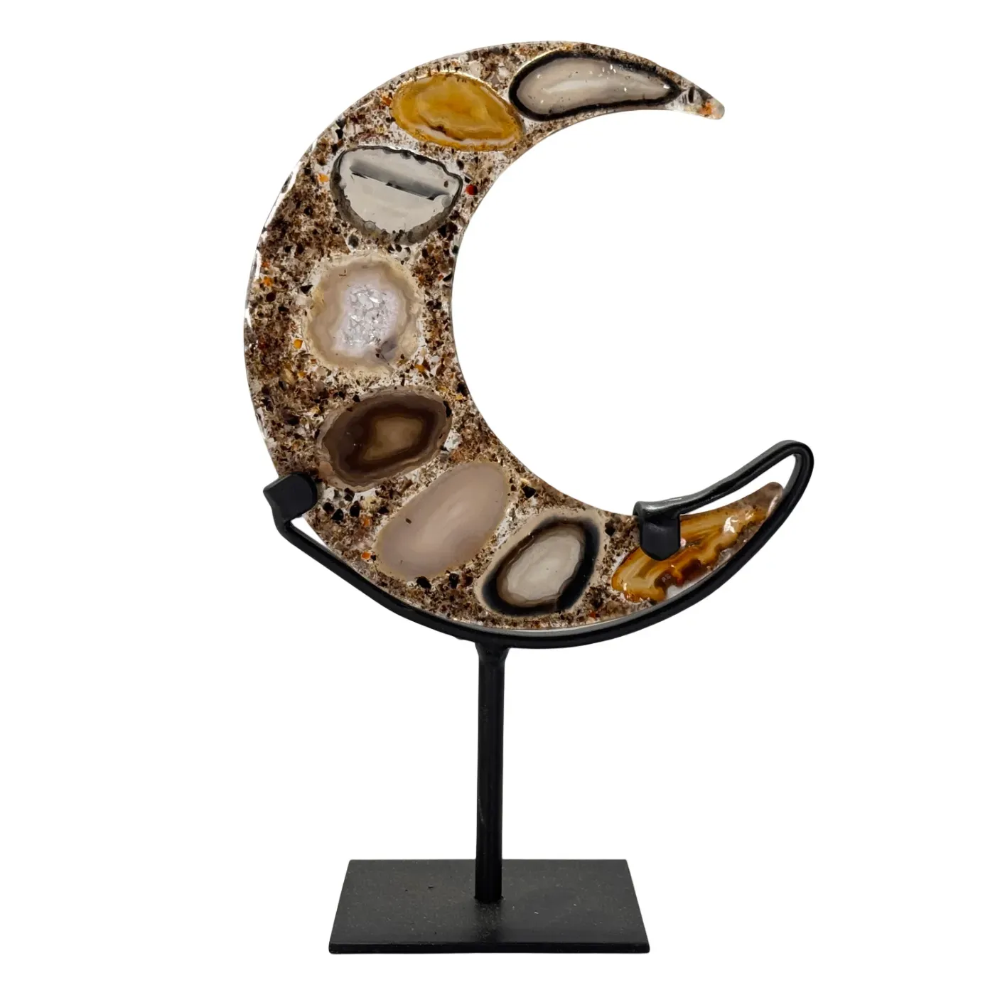 Agaat Maansculptuur op Standaard