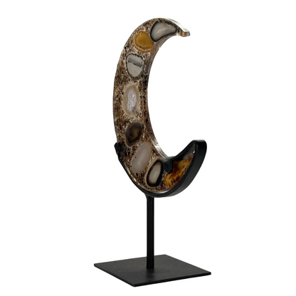 Agaat Maansculptuur op Standaard