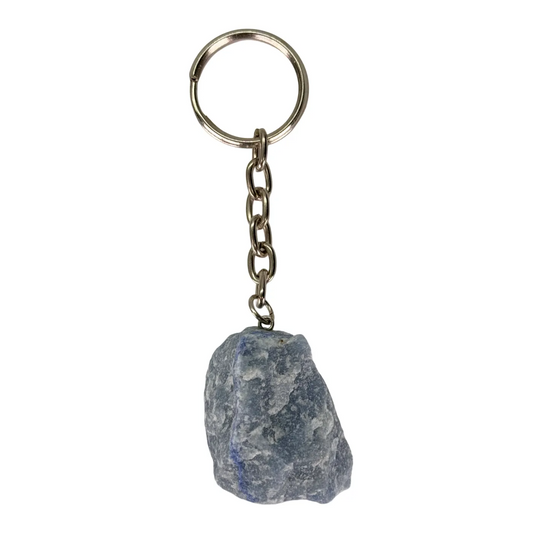 Blauwe kwarts edelsteen sleutelhanger