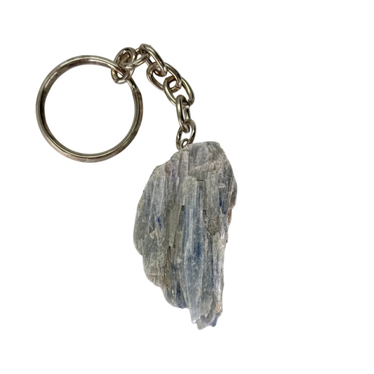 Blauwe kyaniet edelsteen sleutelhanger