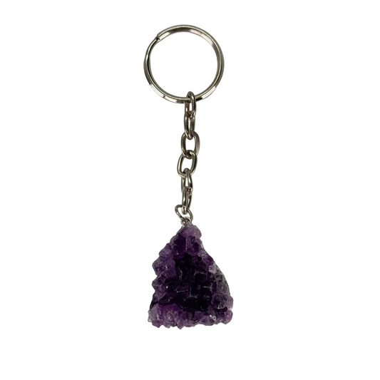 Amethist druzy edelsteen sleutelhanger