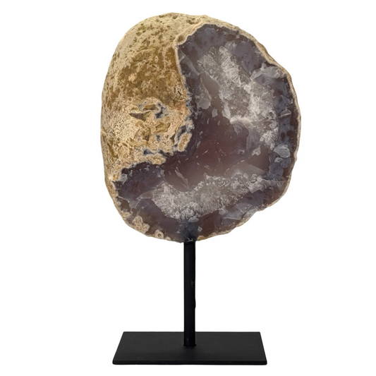 Agaat Geode op Zwarte Metalen Standaard – 19 cm #2