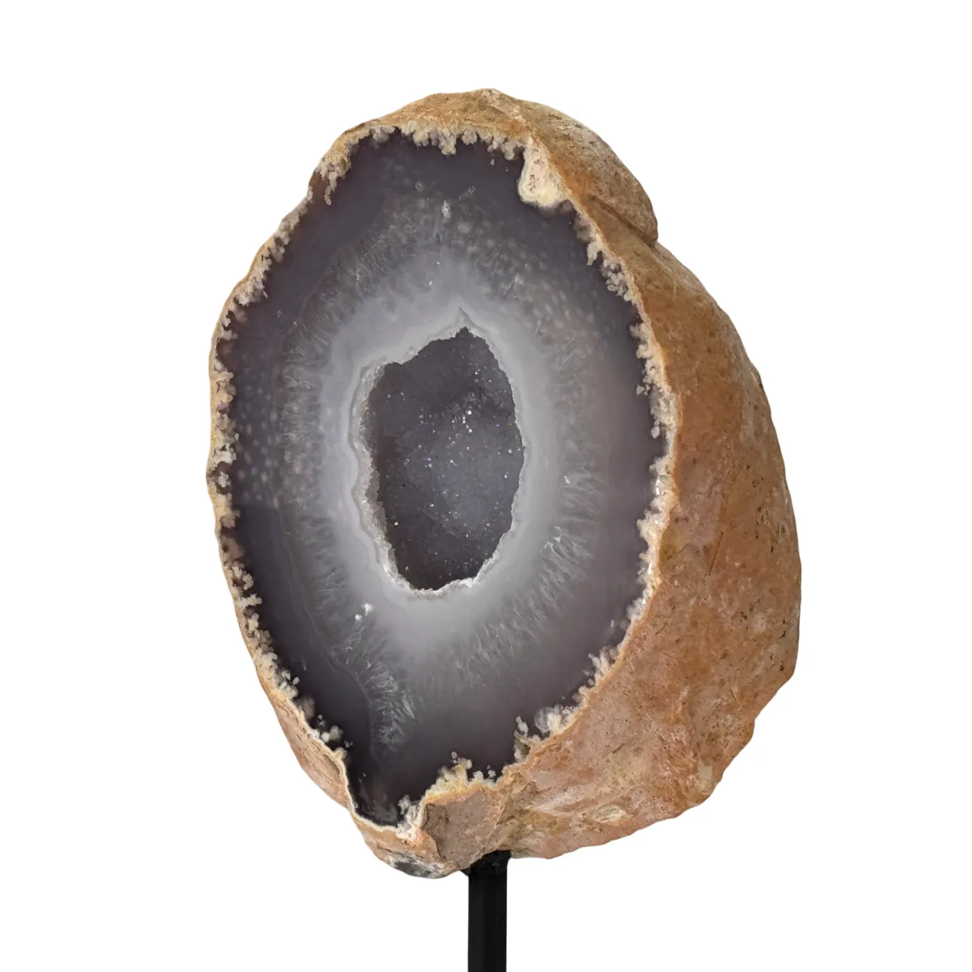 Agaat Geode op Zwarte Metalen Standaard – 18 cm #4