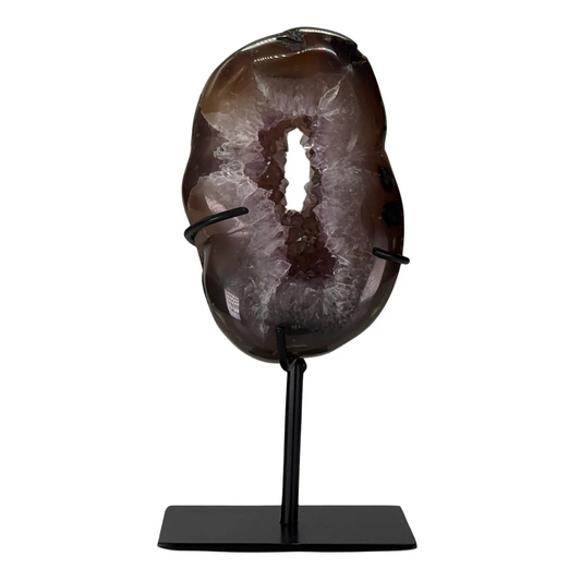 Amethist met agaat gepolijst op standaard #2