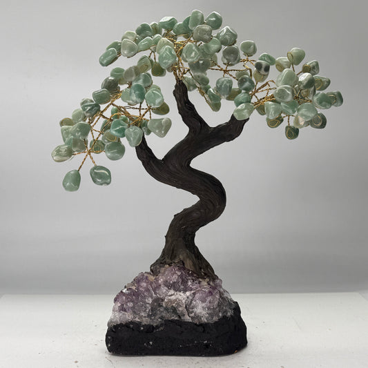 Edelsteenboom met Groene Kwarts op Amethist Cluster – 30 cm