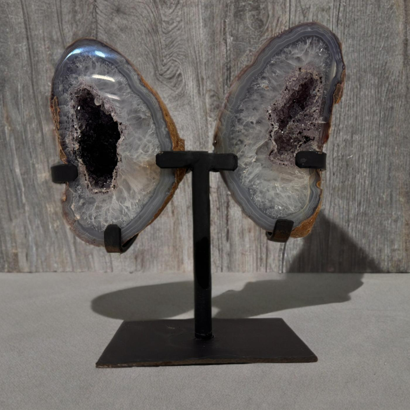 Agaat geode butterfly op standaard #2