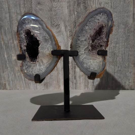 Agaat geode butterfly op standaard #2