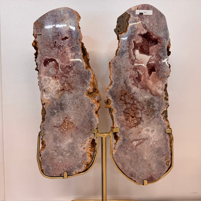 Roze Amethist Vlinder op Gouden Metalen Standaard 56 cm – uit Brazilië