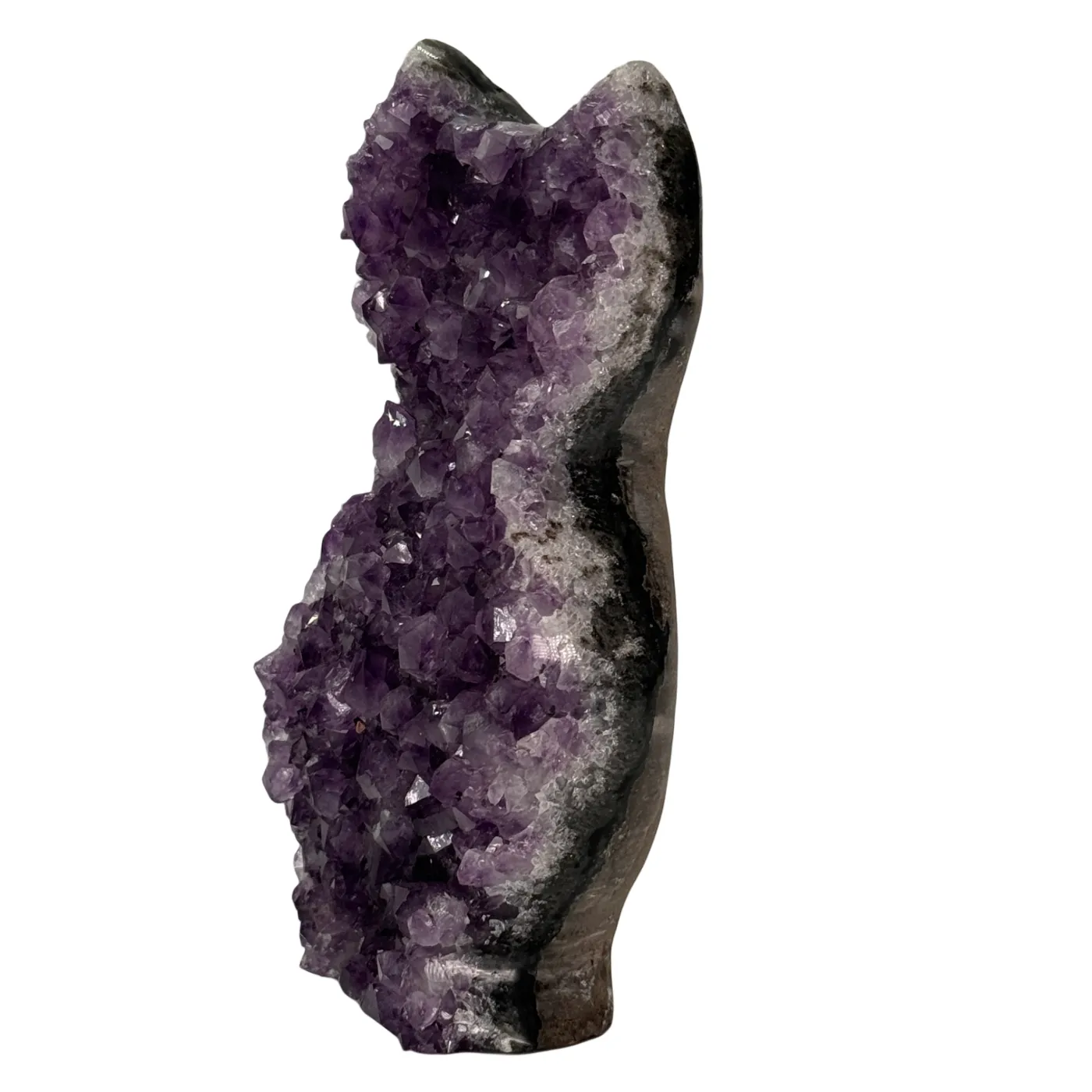 Prachtige handgeslepen amethist in de vorm van een uil