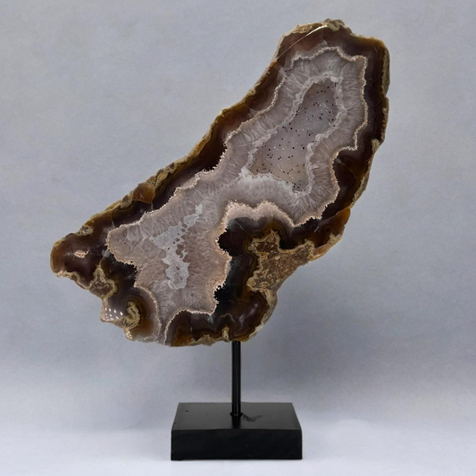 Natuurlijke Rots Agaat Geode met Druzy op Standaard #15