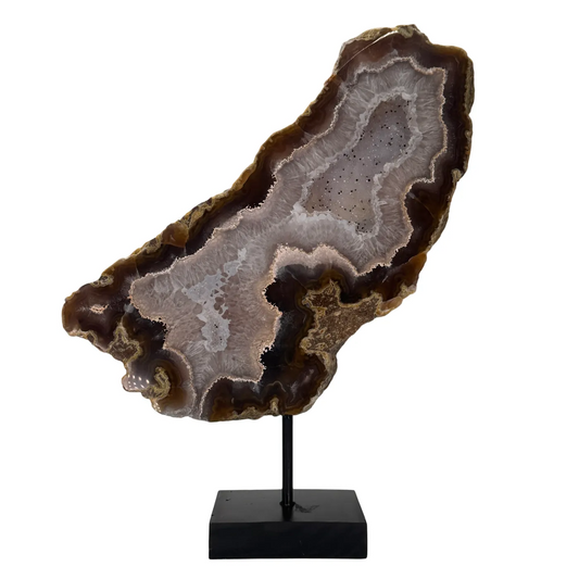 Natuurlijke Rots Agaat Geode met Druzy op Standaard #15