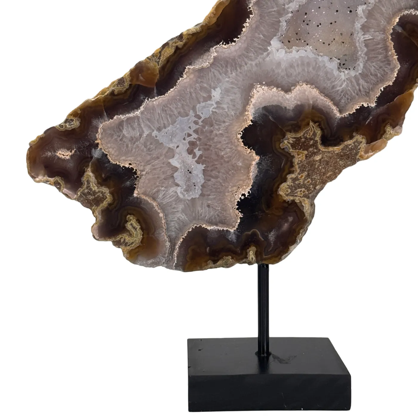 Natuurlijke Rots Agaat Geode met Druzy op Standaard #15