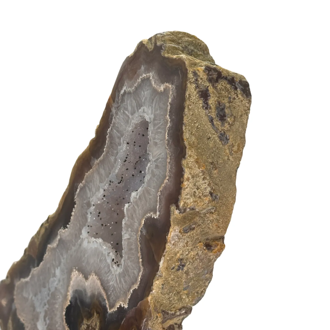 Natuurlijke Rots Agaat Geode met Druzy op Standaard #15