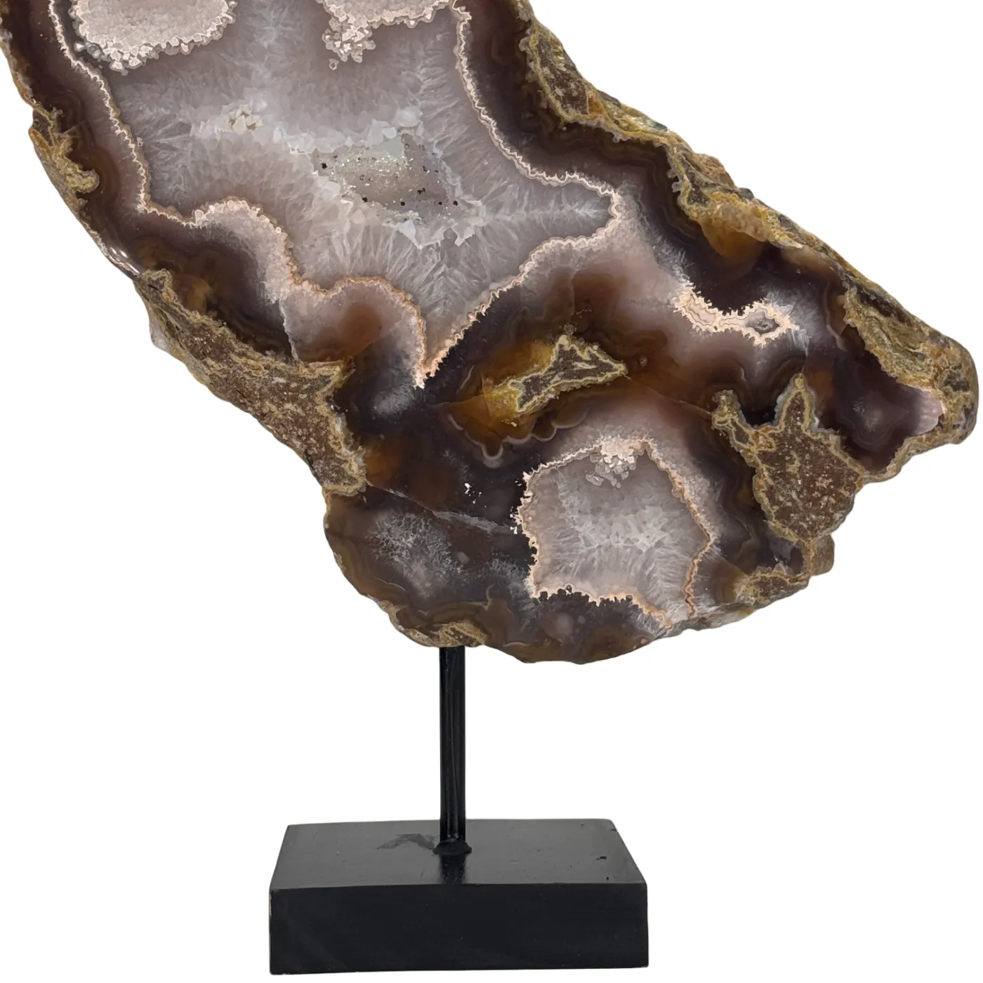 Natuurlijke Rots Agaat Geode met Druzy op Standaard #15