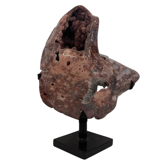 Roze Amethist Decoratiesteen op Metalen Standaard – Uniek Stuk #2