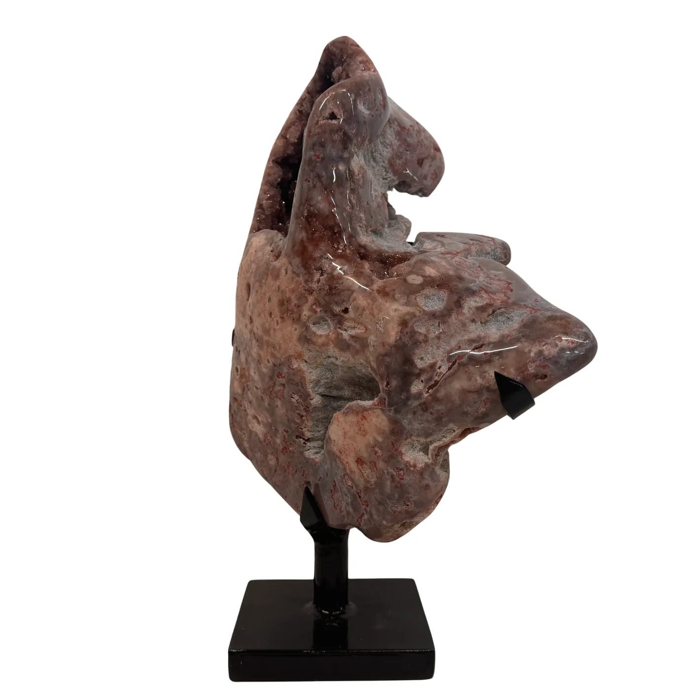 Pierre décorative d'améthyste rose sur support en métal – Pièce unique n° 2