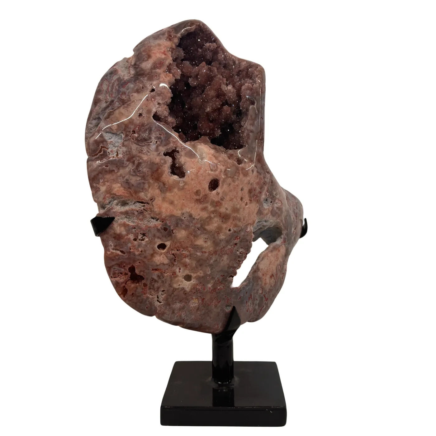 Pierre décorative d'améthyste rose sur support en métal – Pièce unique n° 2