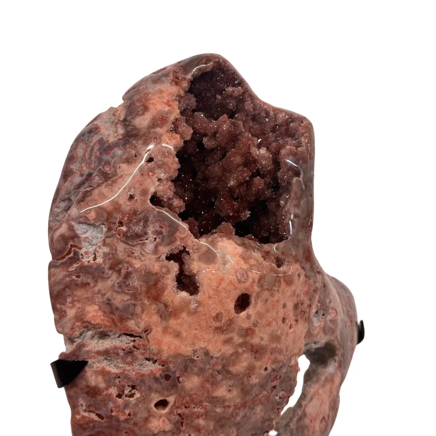 Pierre décorative d'améthyste rose sur support en métal – Pièce unique n° 2