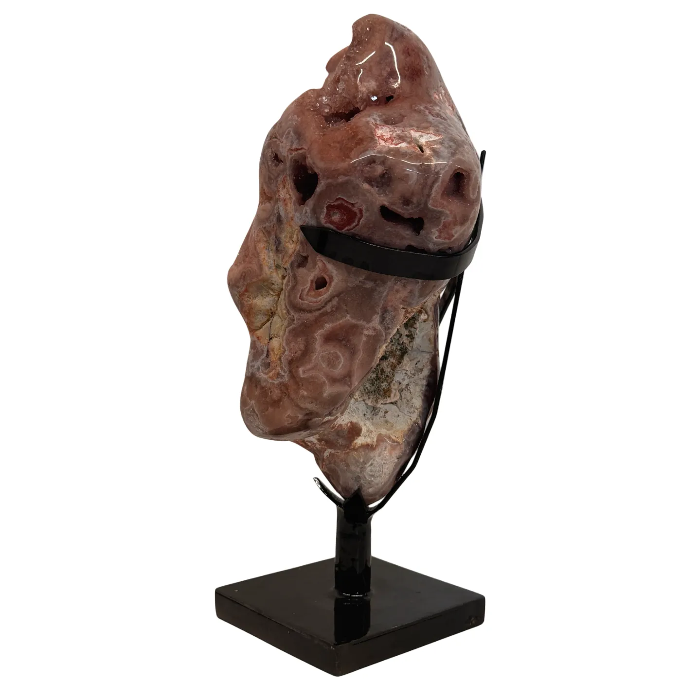 Roze Amethist op Zwarte Metalen Standaard – Hoge Kwaliteit #4