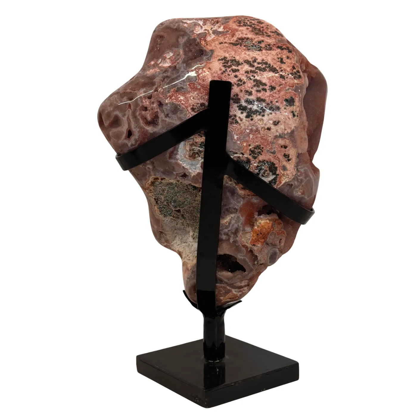 Roze Amethist op Zwarte Metalen Standaard – Hoge Kwaliteit #4