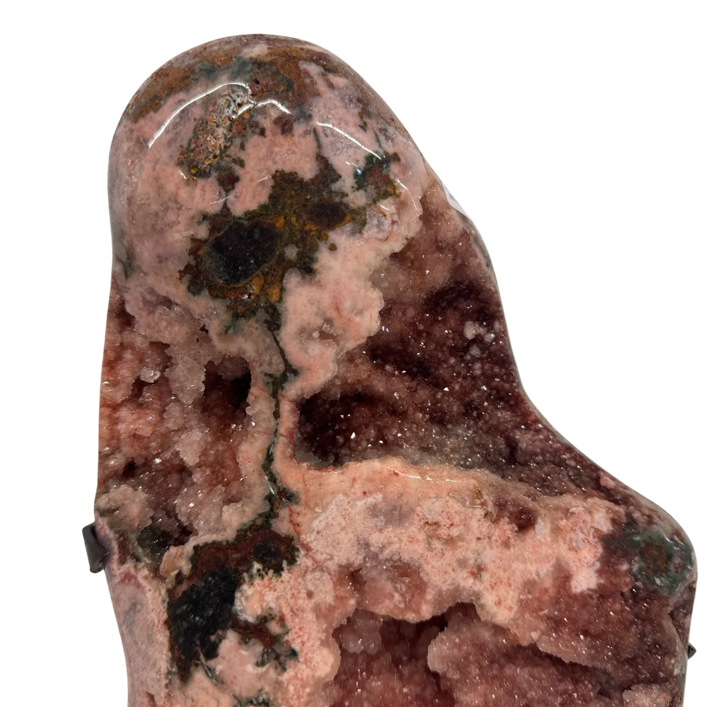 Magnifique améthyste rose sur support métallique n° 10