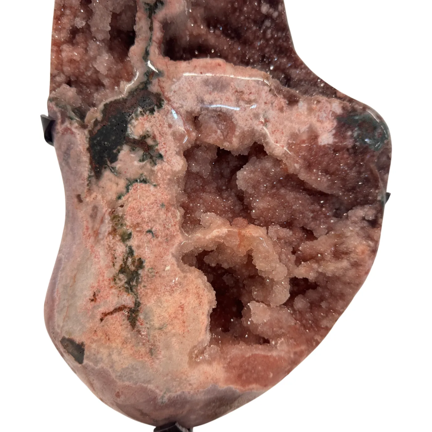 Magnifique améthyste rose sur support métallique n° 10