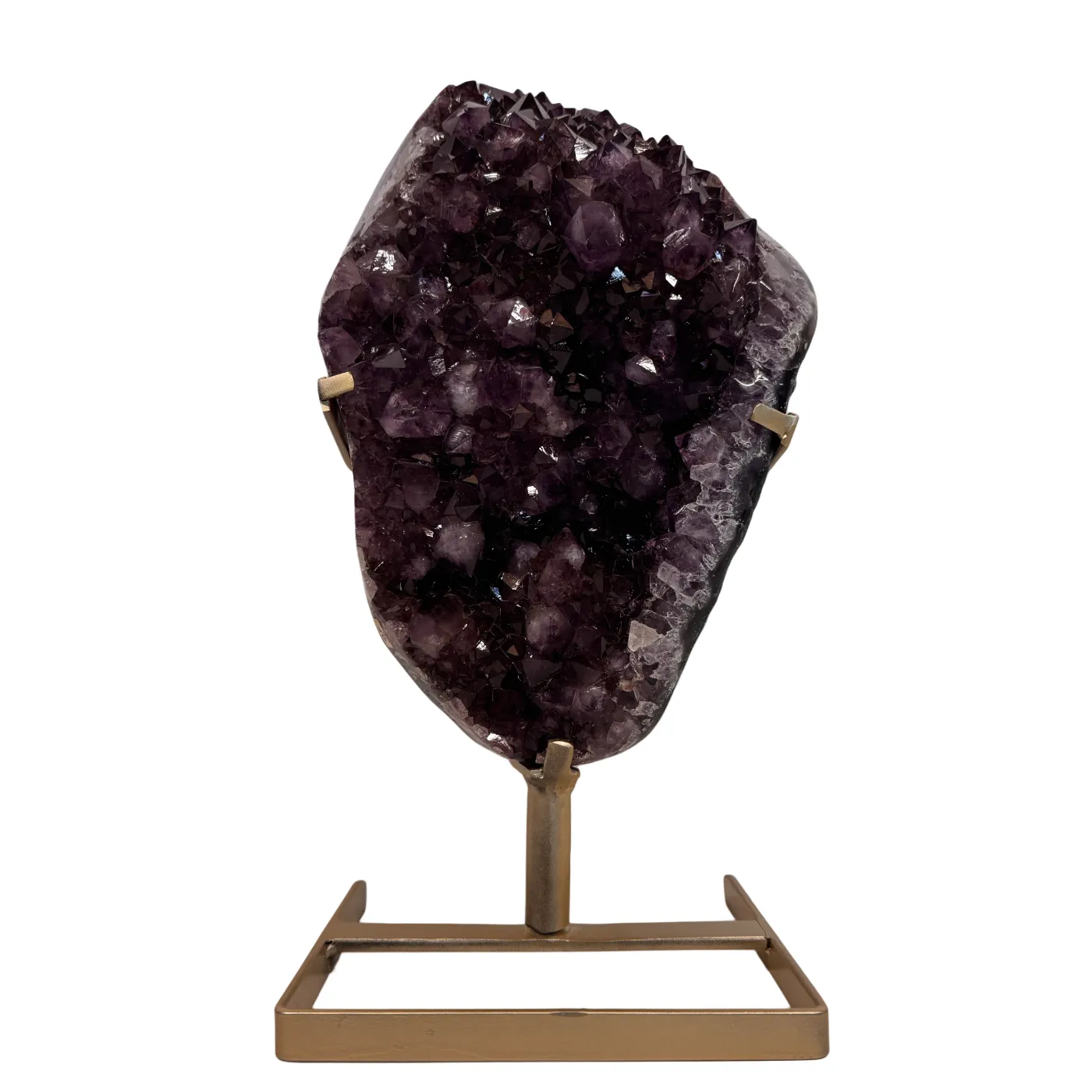 Grote Paarse Amethist op Gouden Metalen Standaard 17,6 kg – Brazilië